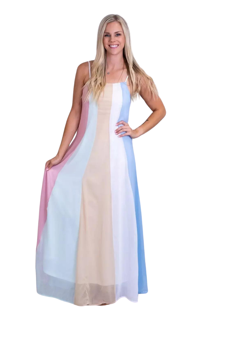 Multicolor Pastel A Line Dress - Shamelessly Glamorous