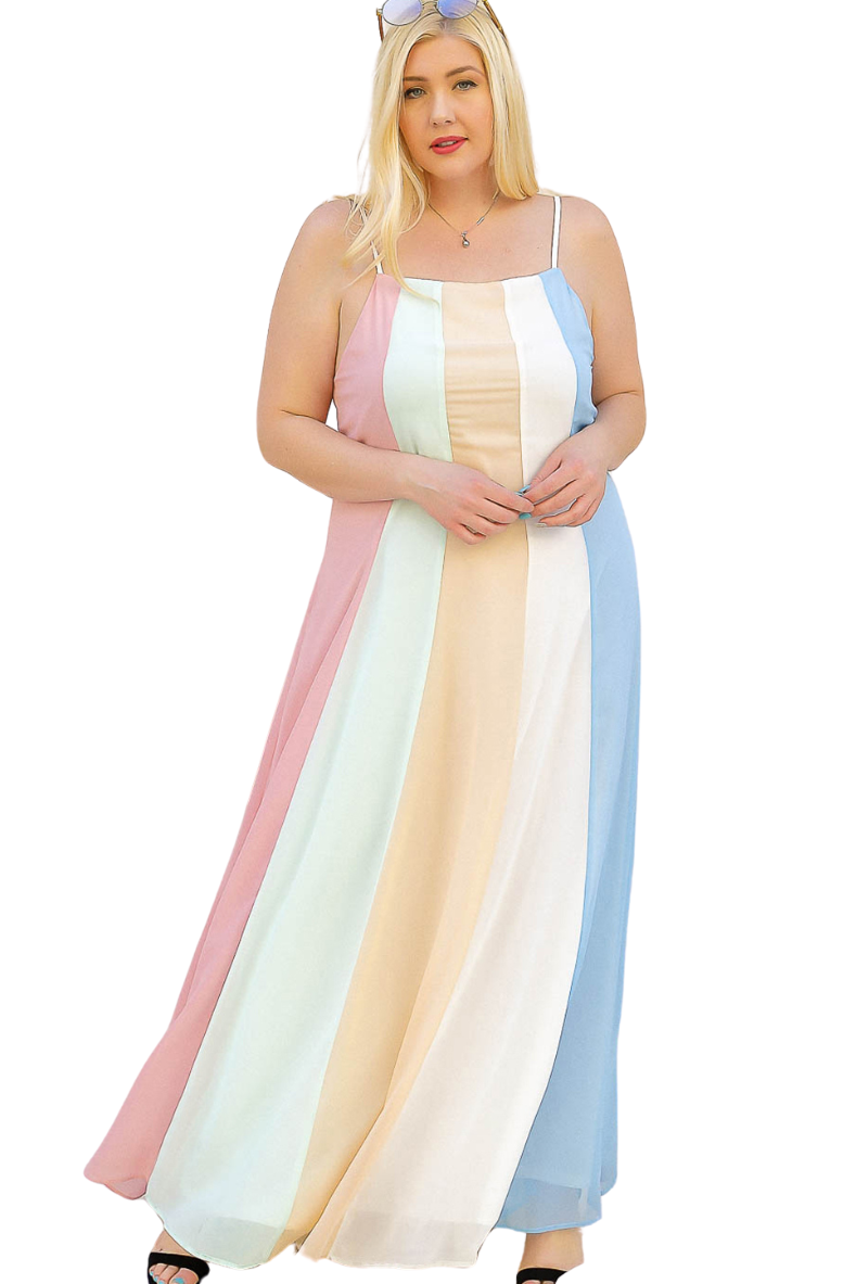 Multicolor Pastel A Line Dress - Shamelessly Glamorous